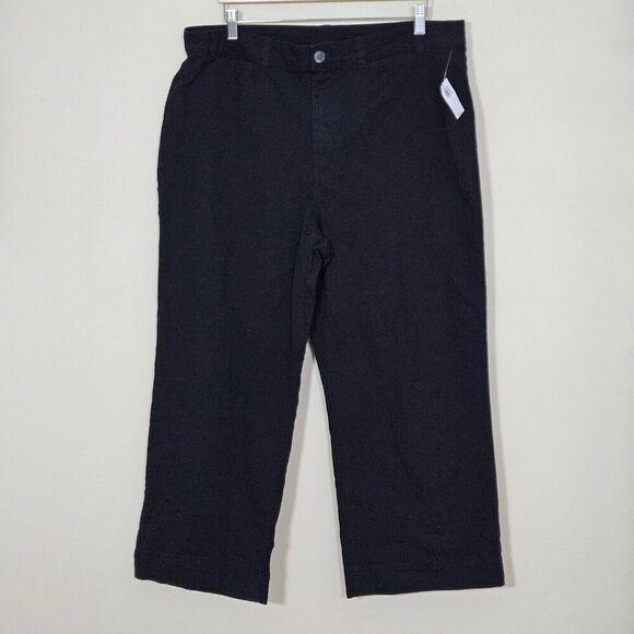 Old Navy Pants Womens 18 Black Twill Cotton Stretch High Waist Wide Leg Coastal - Picture 15 of 16